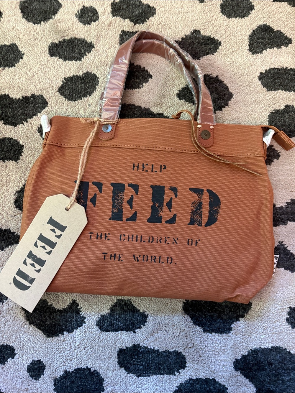 FEED Canvas Tote in Chestnut Brown with Logo Tag